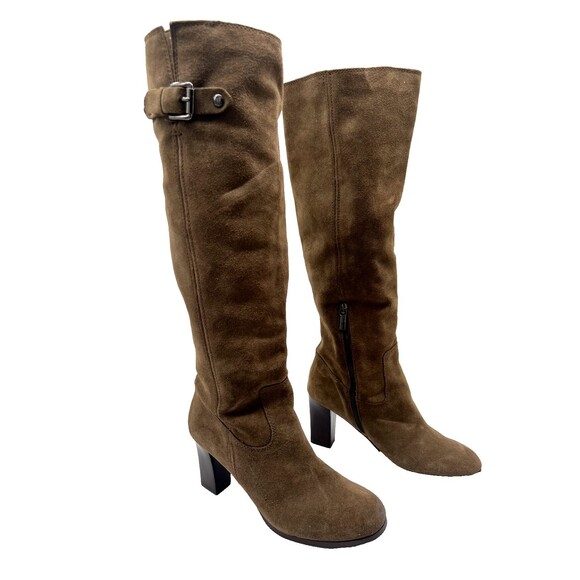 WOMENS MICHAEL KORS BURKE TALL WESTERN SIZE 6 M HEELED SUED BOOTS - Picture 1 of 9